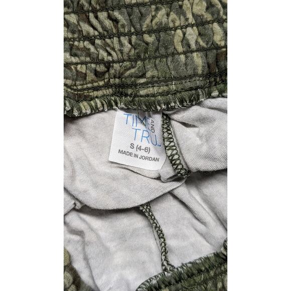 Time and Tru Green Palm Print Smocked Waist Shorts Lounge Summer Small - Picture 4 of 5